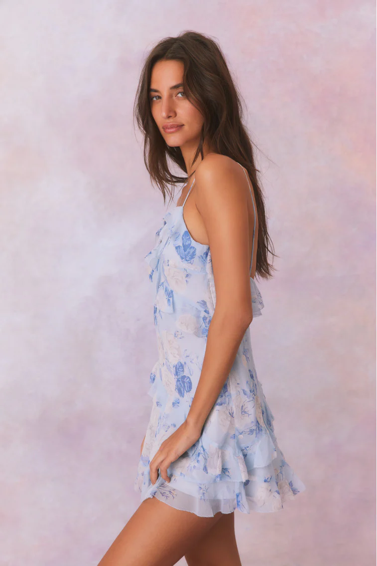 Lomina Fragrance Print Silk Mini Dress - Store Citys