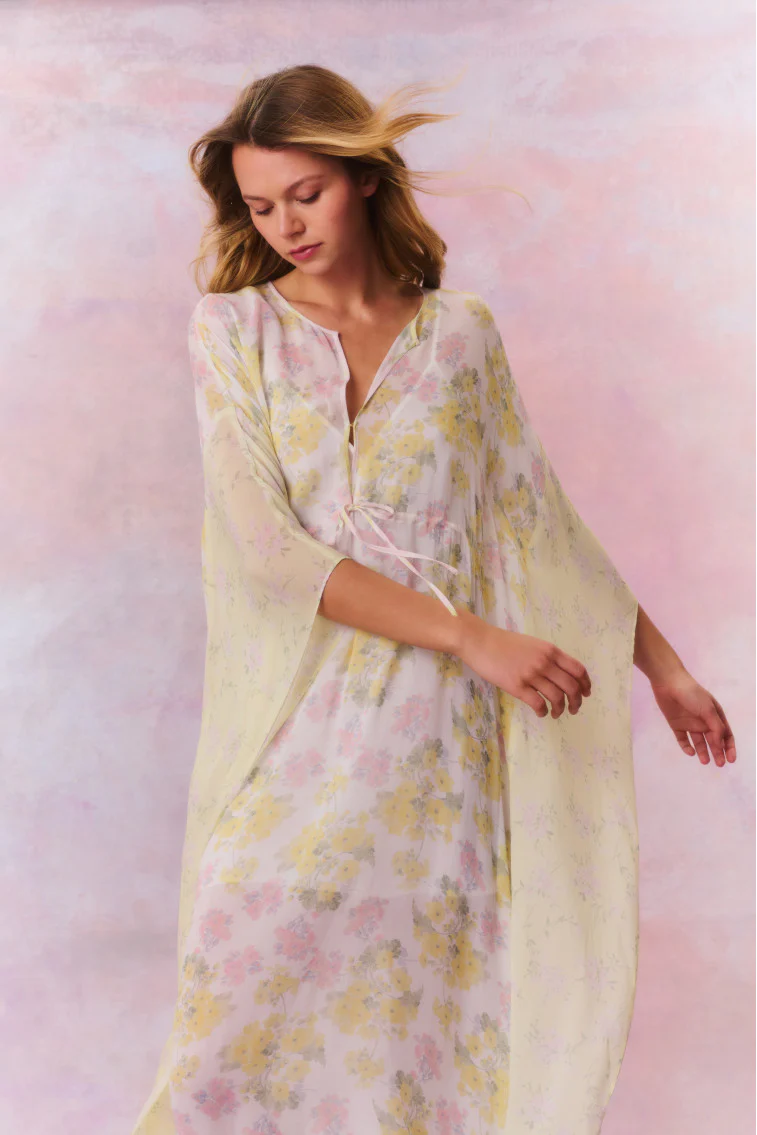 Lupine Chiffon Mixed Print Kaftan - Store Citys
