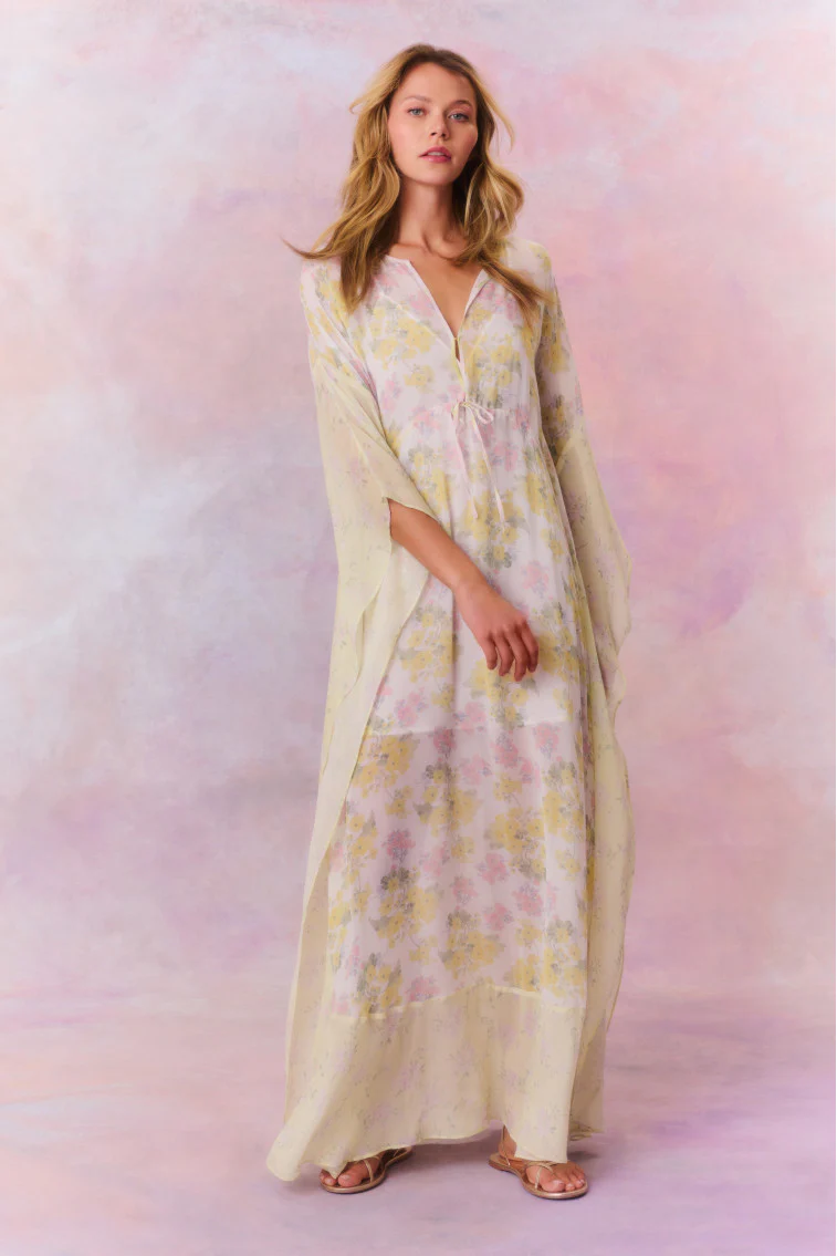 Lupine Chiffon Mixed Print Kaftan - Store Citys