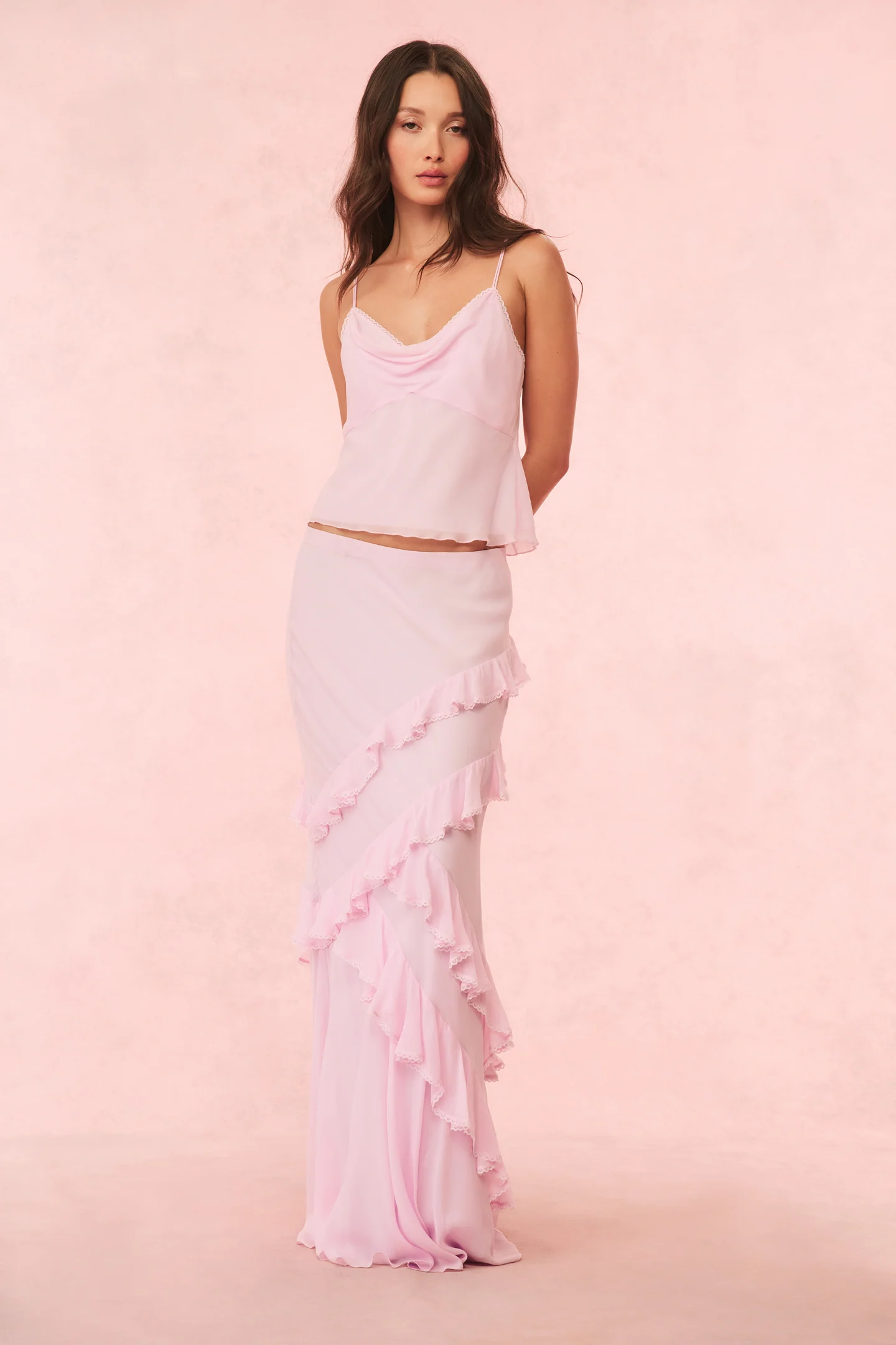 Mitnessa Chiffon Ruffle Maxi Skirt - Store Citys