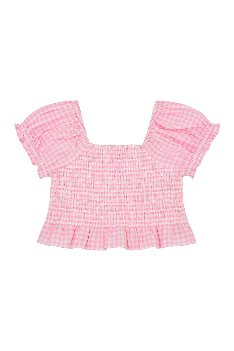 Girls Smocked Gingham Fabielle Top - Store Citys