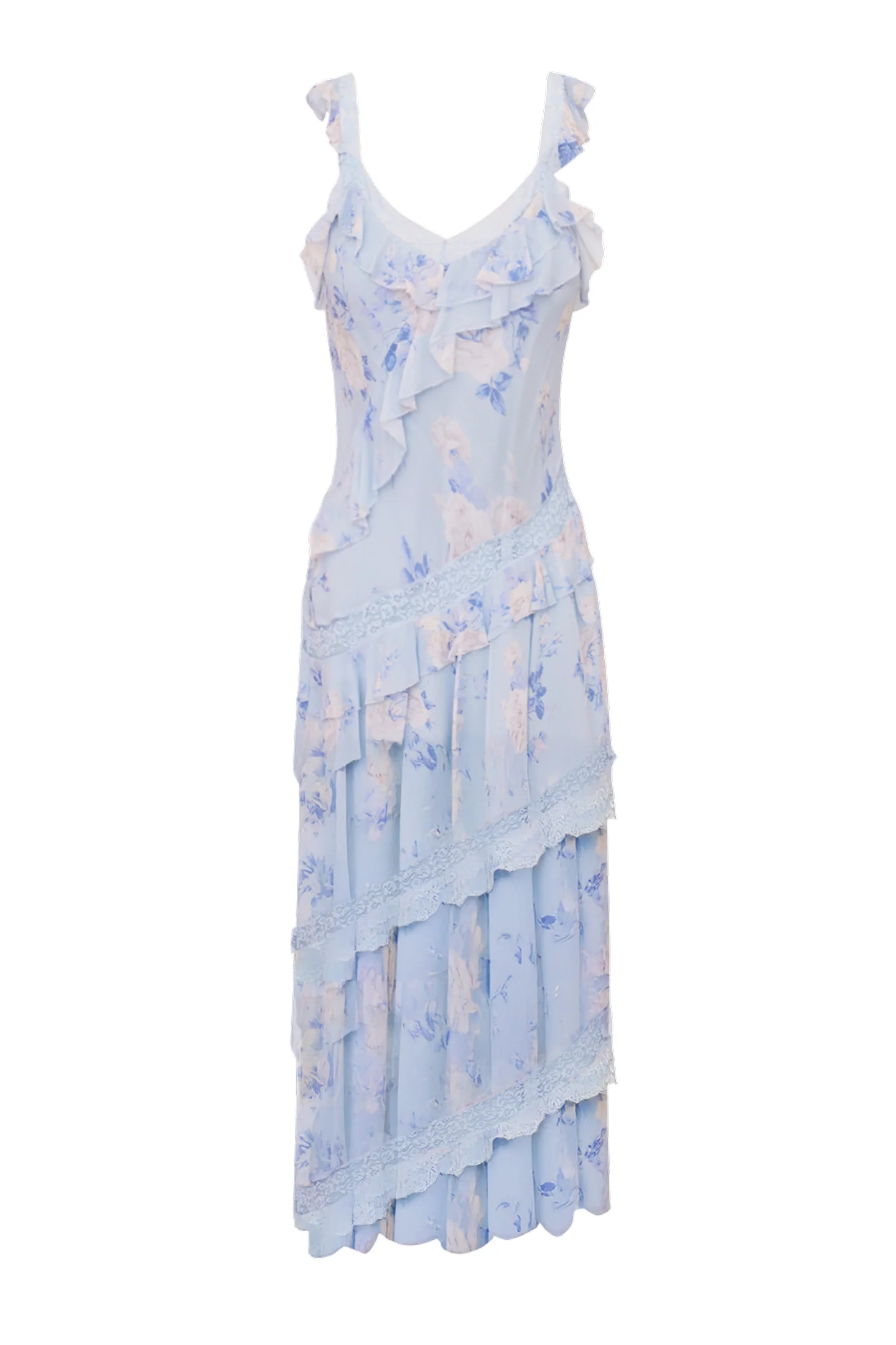 Radiance Fragrance Print Maxi Dress - WHISPER BLUE - Store Citys