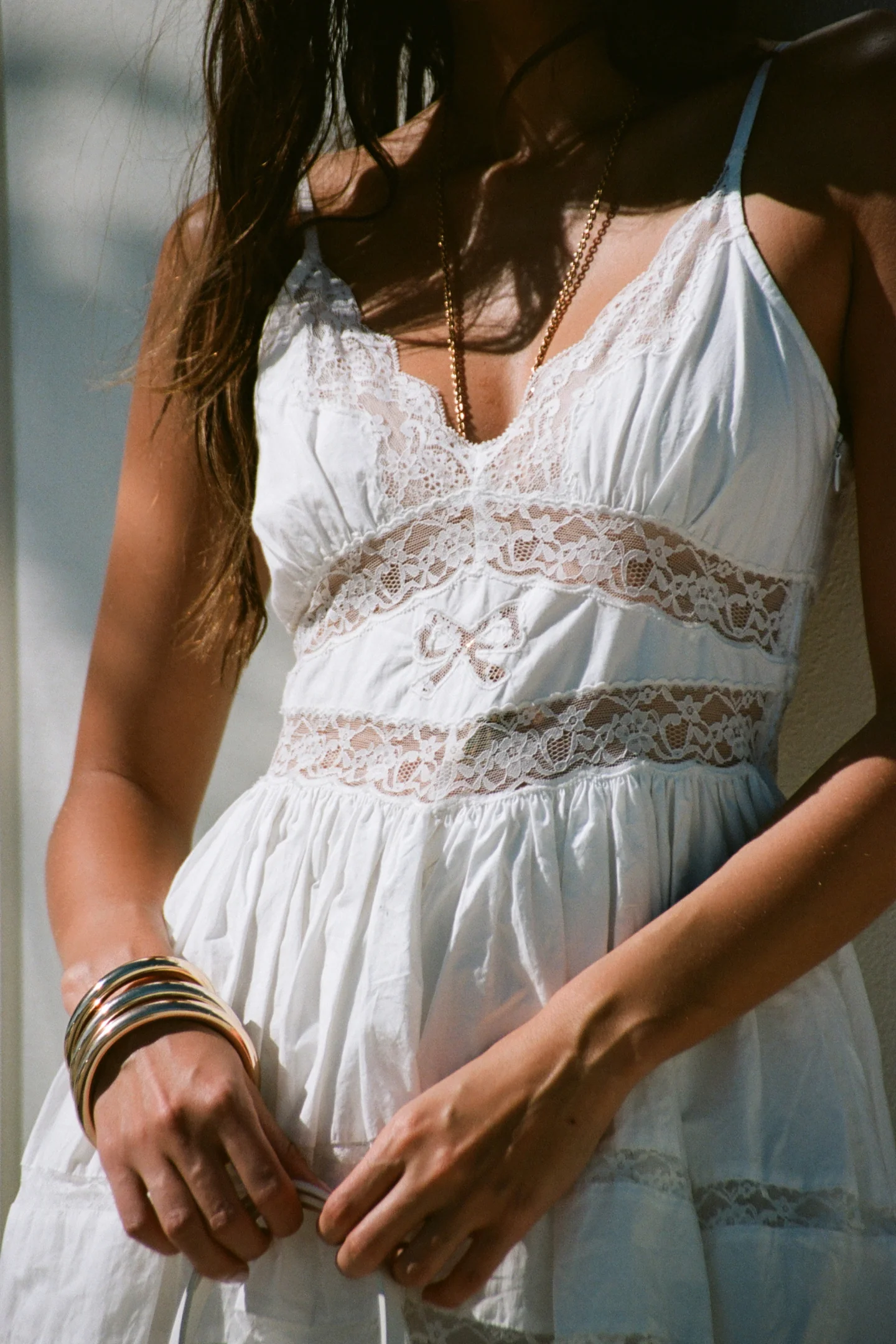 Zima Cotton Lace Bow Mini Dress - Store Citys