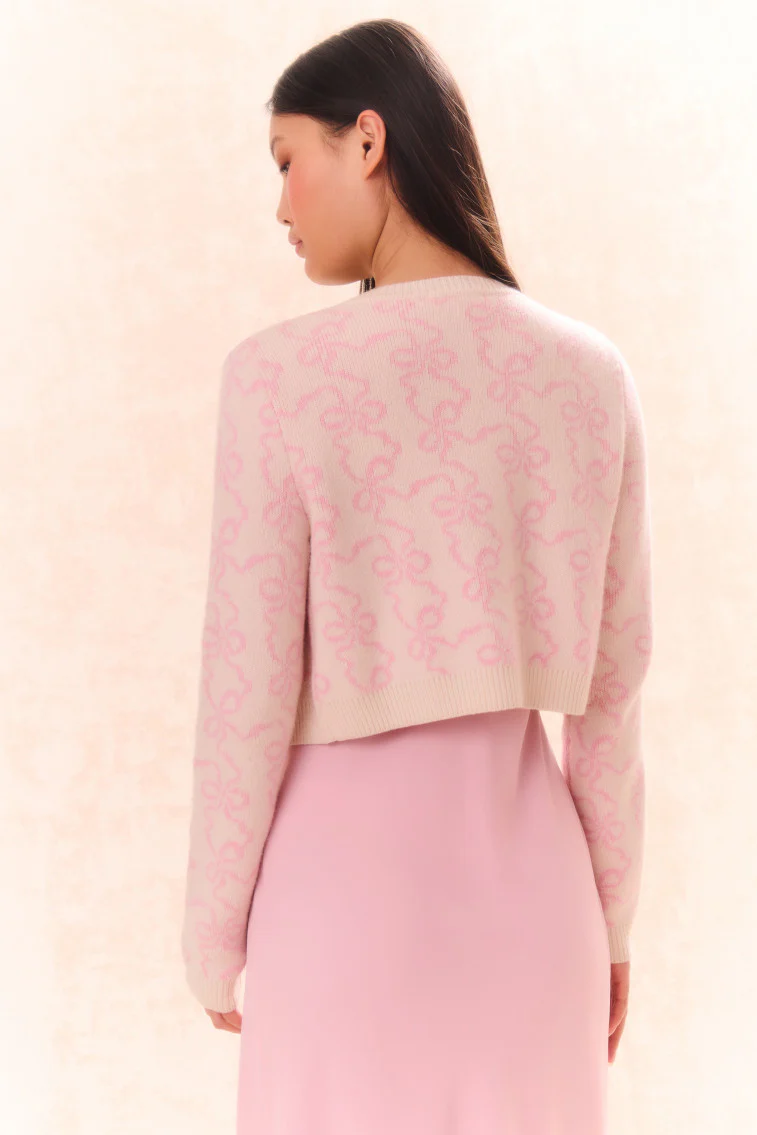 Veronika Bow Print Cardigan - Store Citys