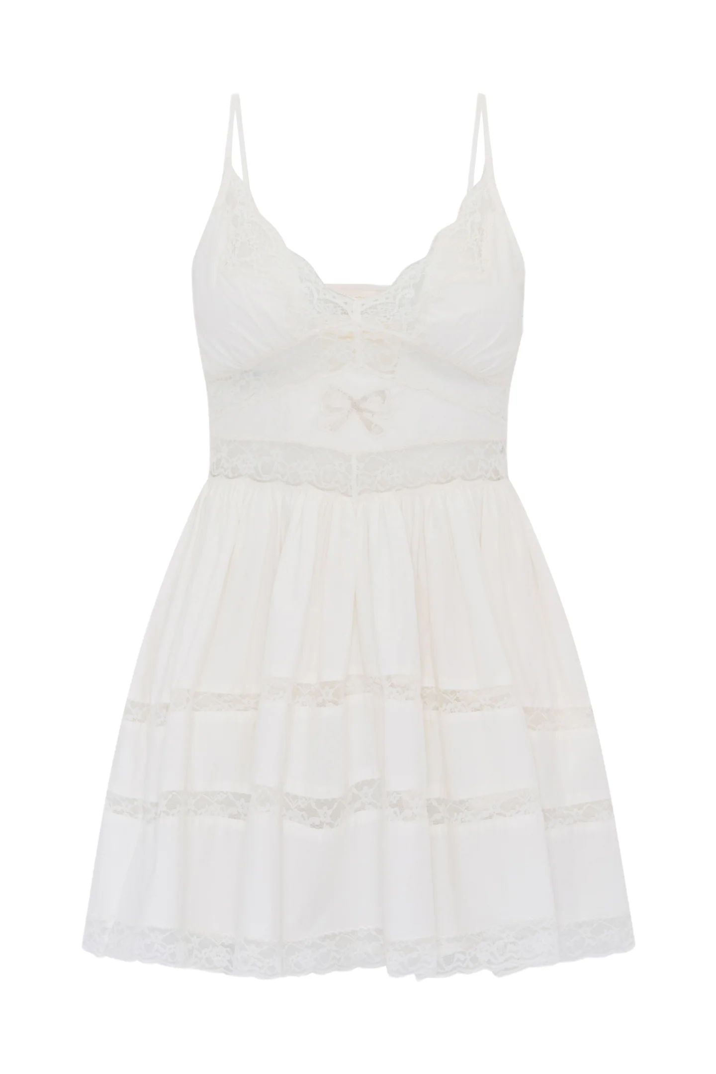 Zima Cotton Lace Bow Mini Dress - Store Citys