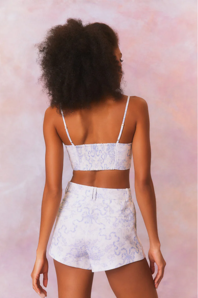 Isadore Bow Print Cropped Top - Store Citys