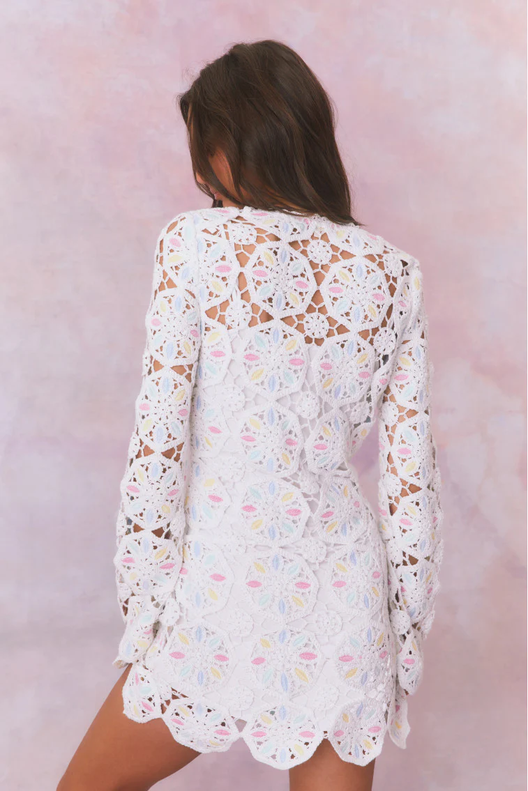 Poemes Multi Colored Crochet Mini Dress - Store Citys