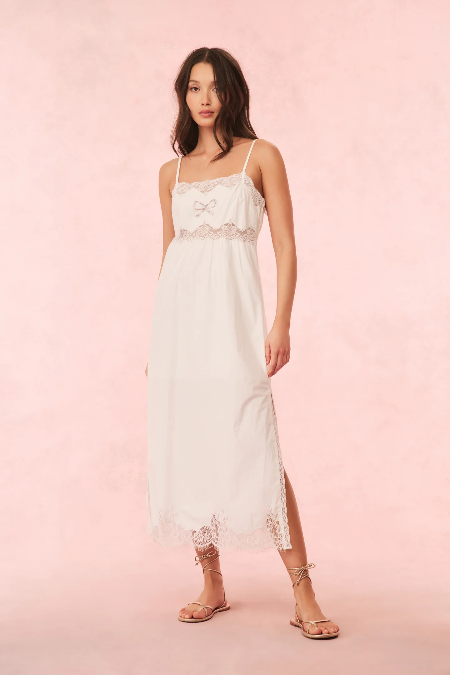 Vinca Cotton Lace Bow Midi Dress - Store Citys