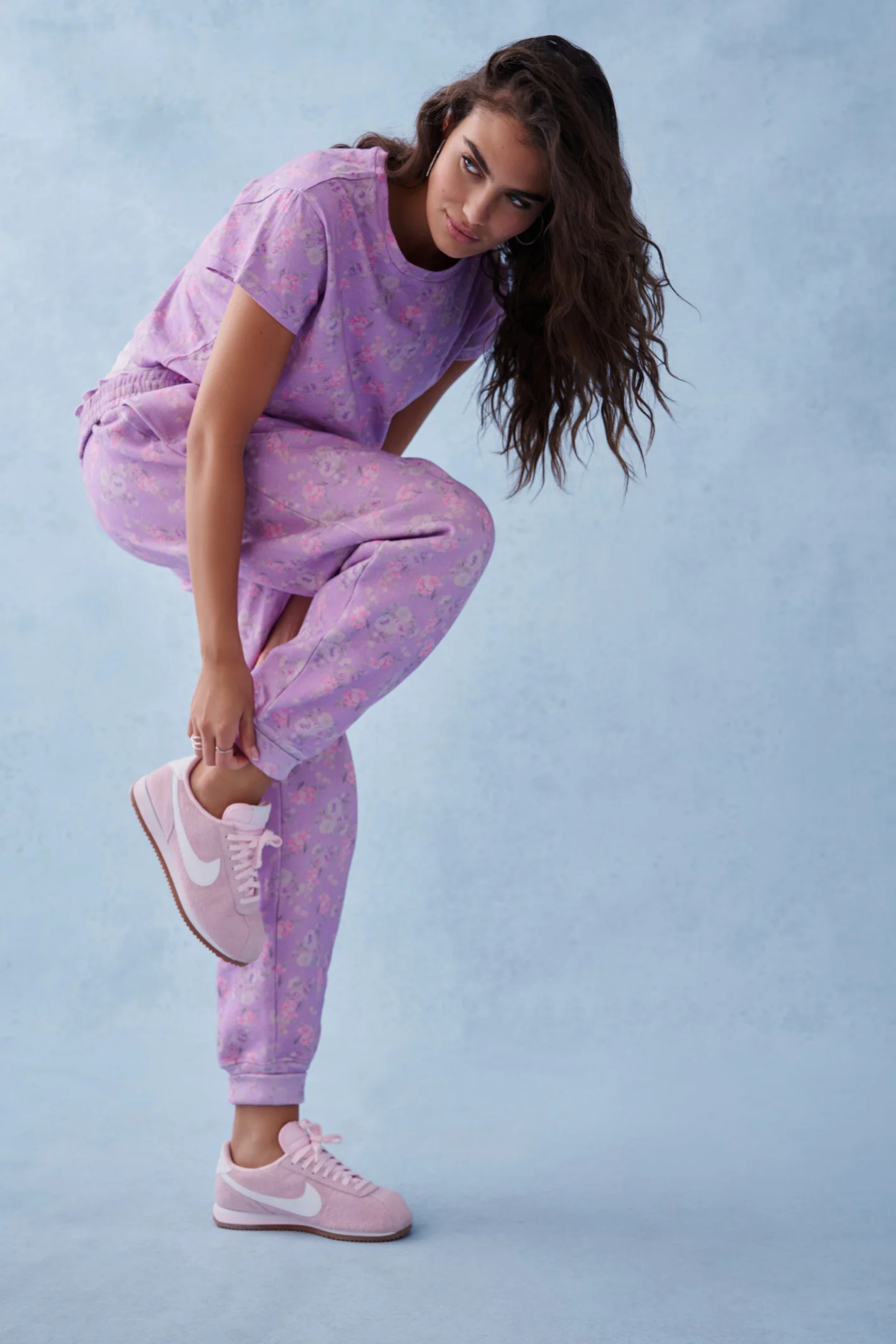 Lolana Floral Cotton Sweatpants - HIBISCUS - Store Citys