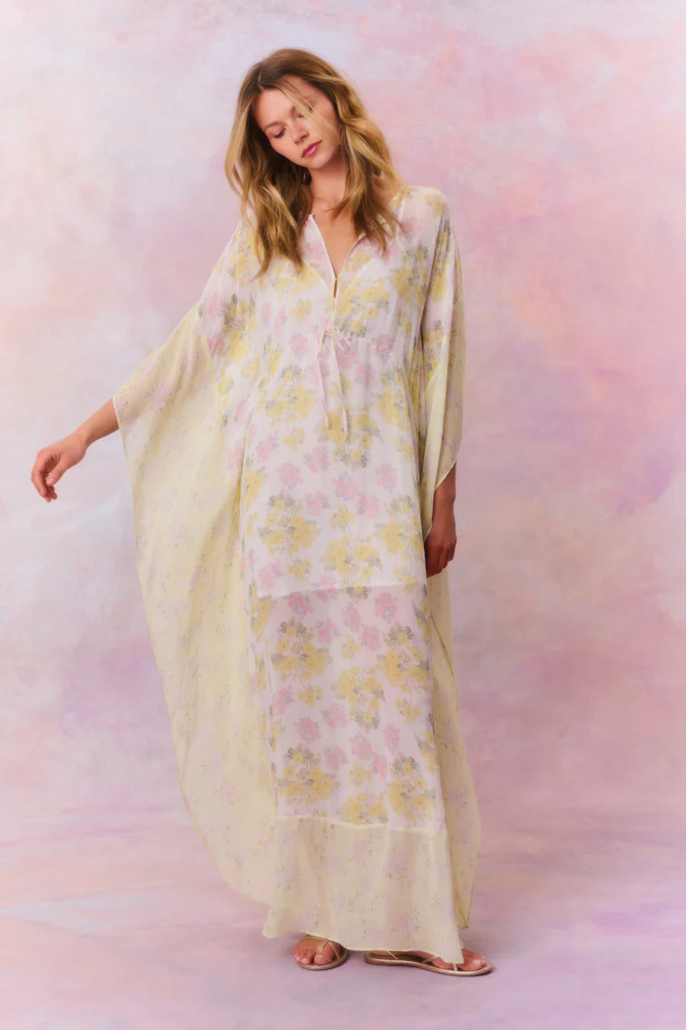 Lupine Chiffon Mixed Print Kaftan - Store Citys