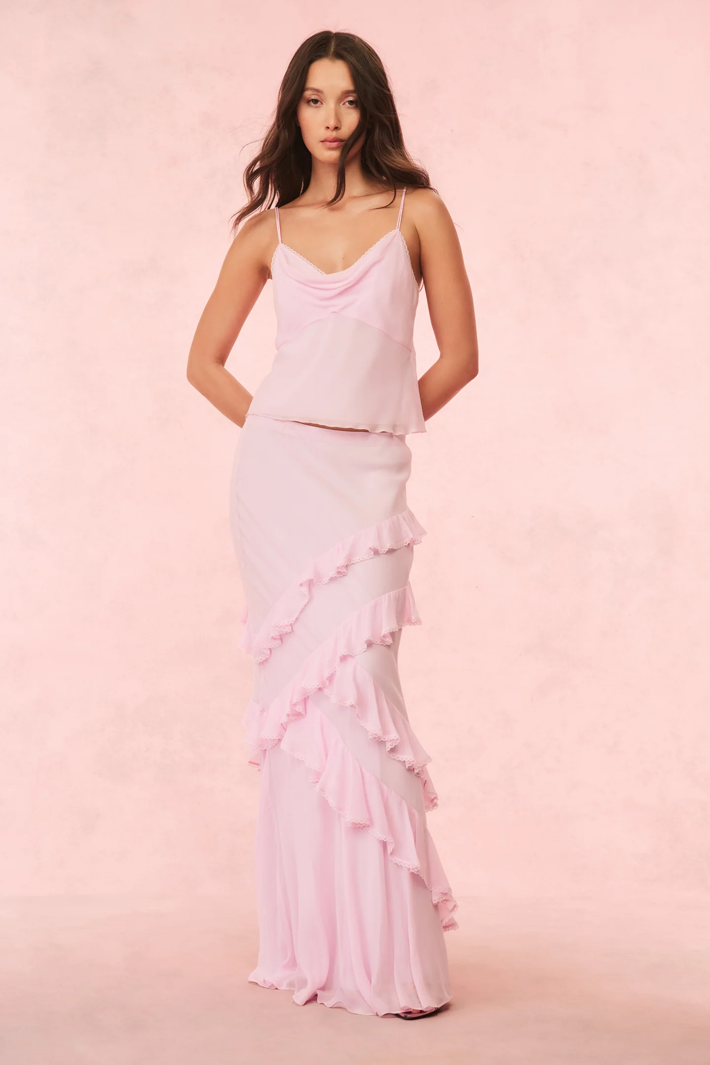 Mitnessa Chiffon Ruffle Maxi Skirt - Store Citys