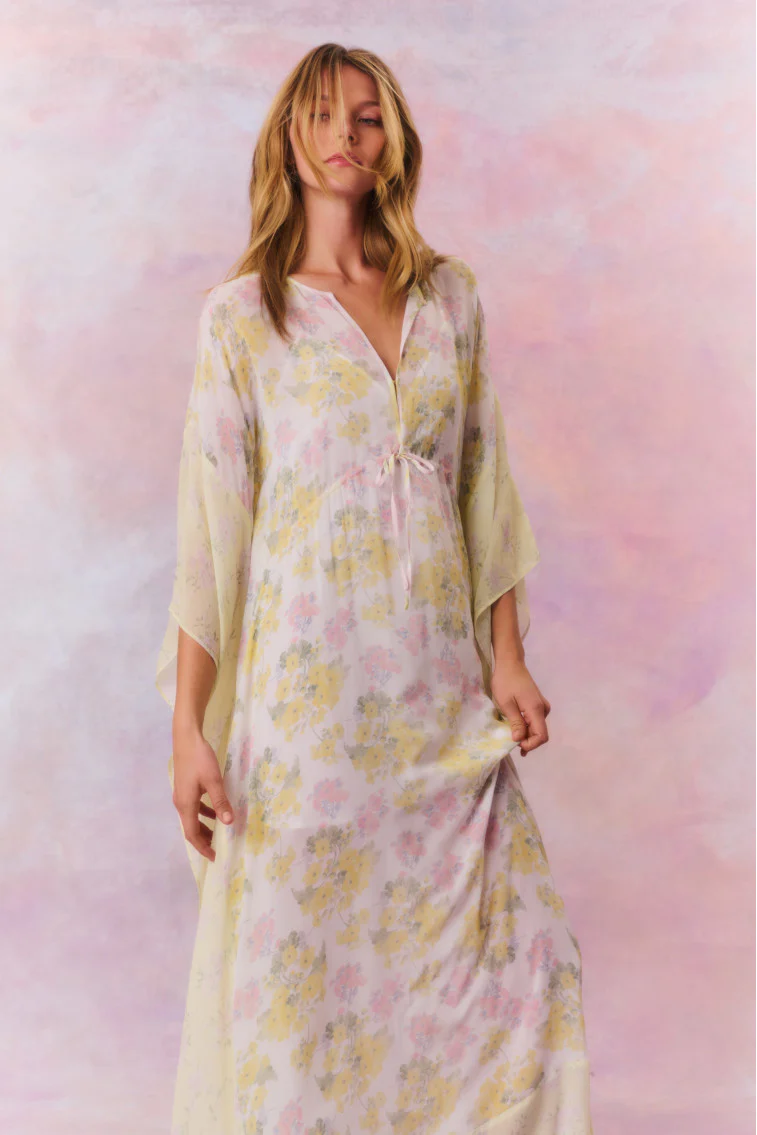 Lupine Chiffon Mixed Print Kaftan - Store Citys