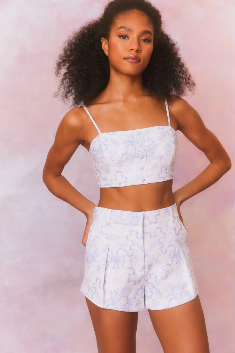 Isadore Bow Print Cropped Top - Store Citys