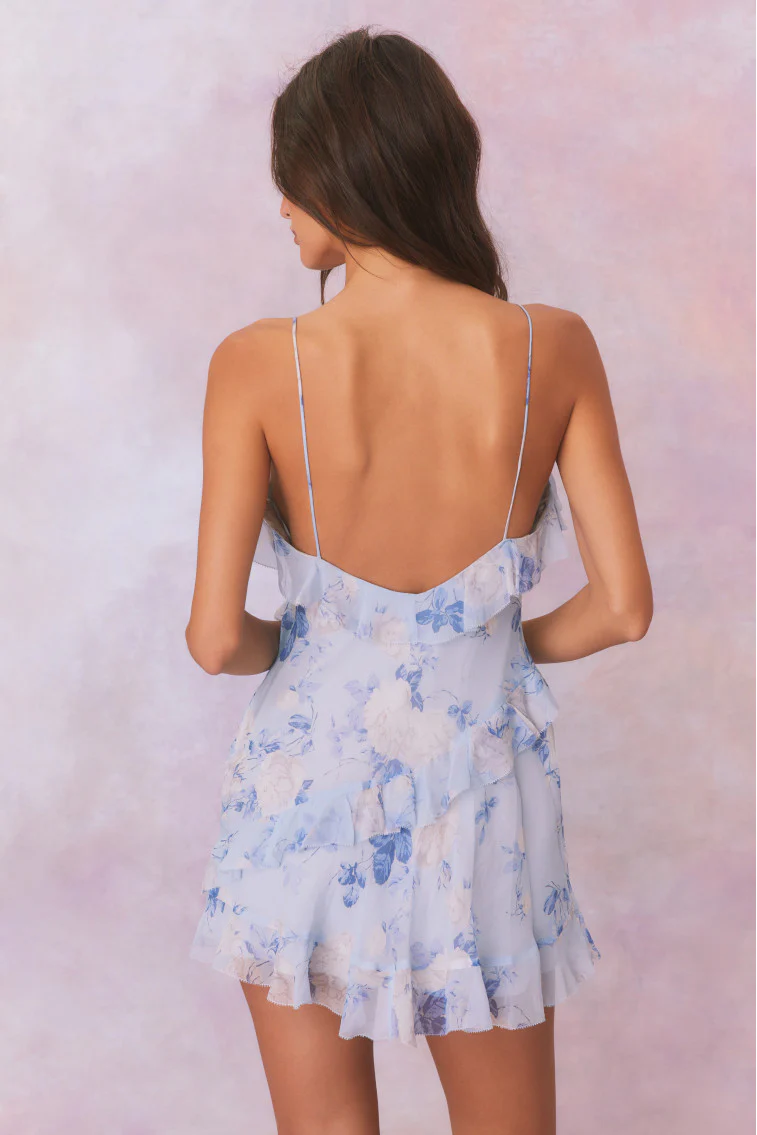 Lomina Fragrance Print Silk Mini Dress - Store Citys