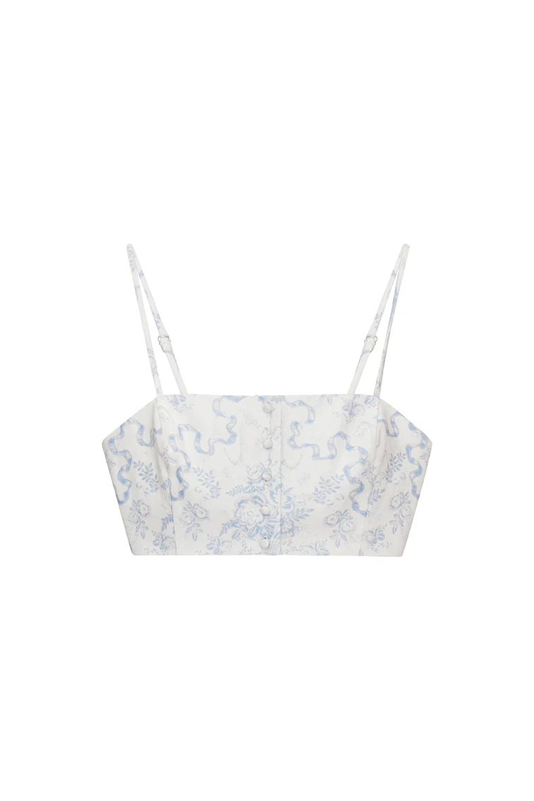 Isadore Bow Print Cropped Top - Store Citys