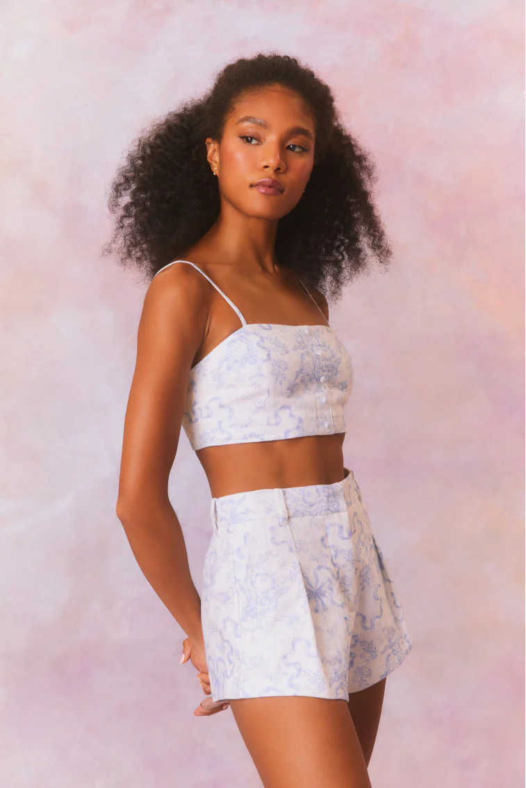 Isadore Bow Print Cropped Top - Store Citys