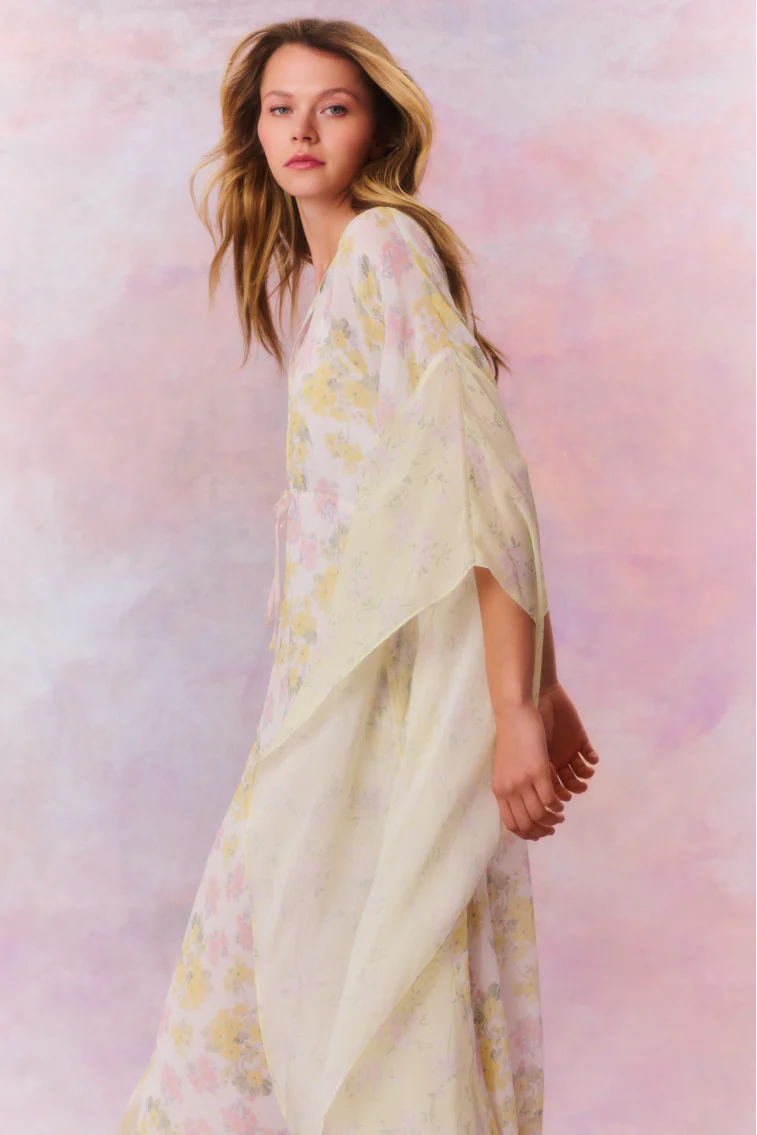 Lupine Chiffon Mixed Print Kaftan - Store Citys