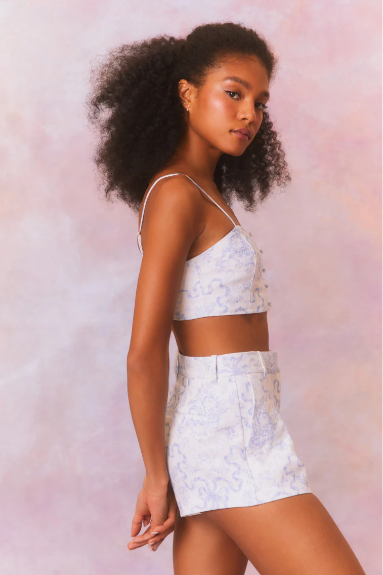 Isadore Bow Print Cropped Top - Store Citys