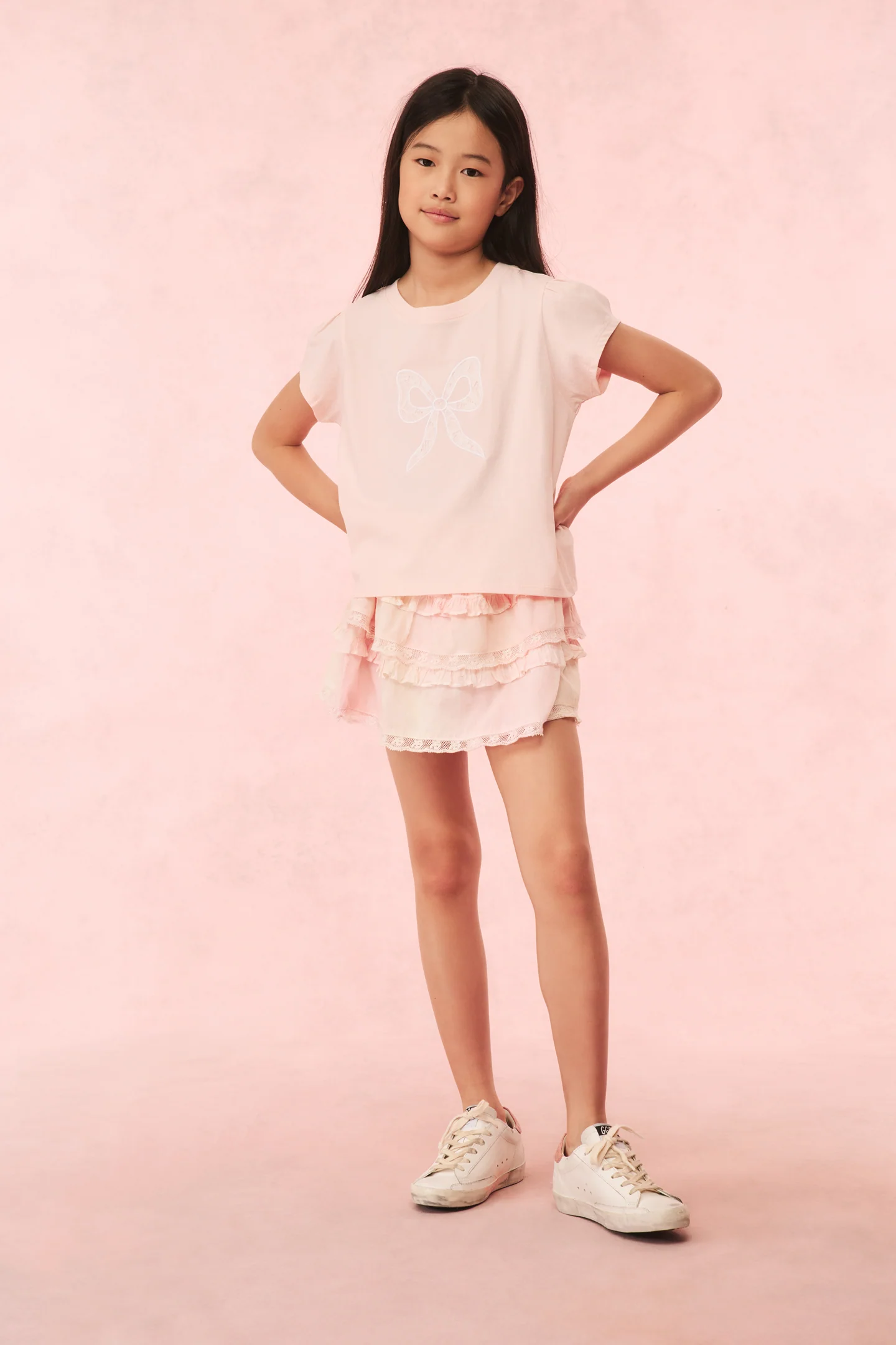 Girls Tilliat Cotton Bow Tee - ICICLE PINK - Store Citys